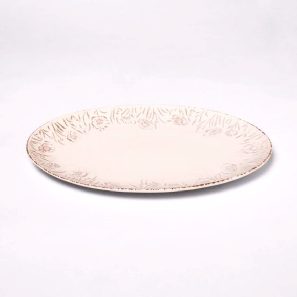 Threshold Stoneware Floral Serving Platter Cream - Picture 1 of 6